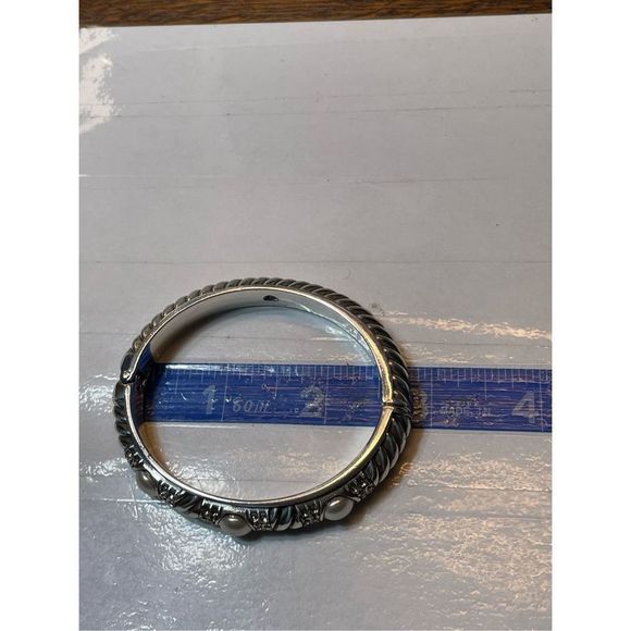 Brighton Textured Faux Mabe Pearl Tension Bangle - Picture 7 of 10